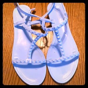 Blue jelly sandals